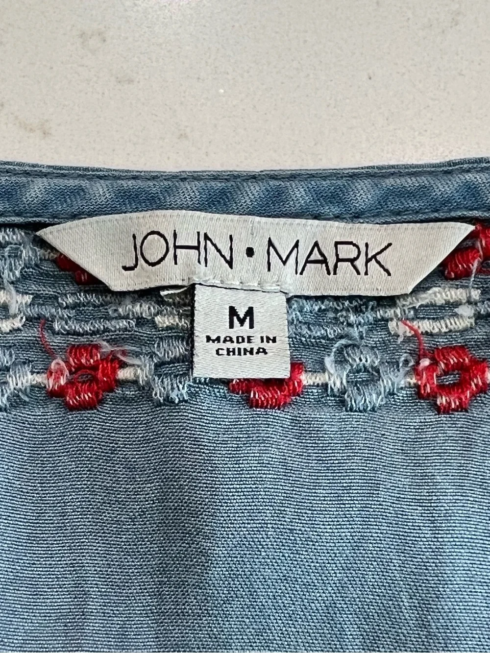 John Mark Chambray Tiered Embroidered Sleeveless Dress Medium - Picture 6 of 10